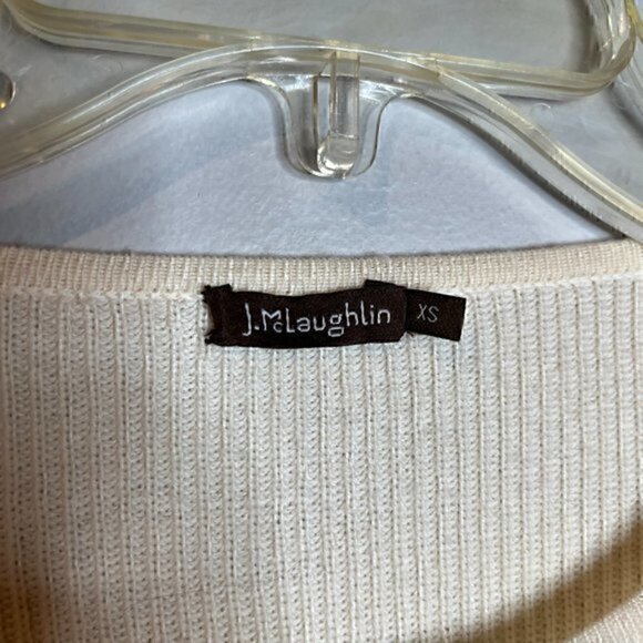 J. McLaughlin cream Merino Wool tier sleeved sweater - Picture 4 of 6